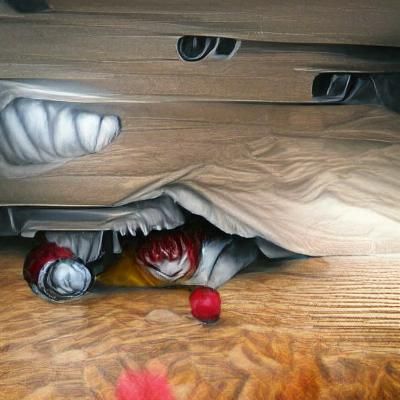 Hyperrealistic Pennywise Hiding Under Bed