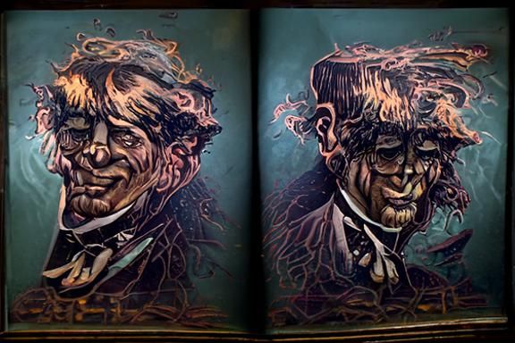 Jekyll and Hyde Transformation in Ink Drawing Style