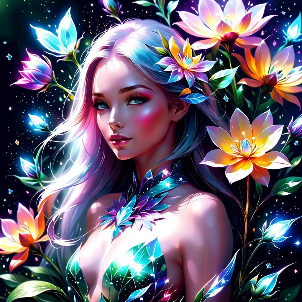 Glowing Magical Flowers: Hyperrealistic Concept Art