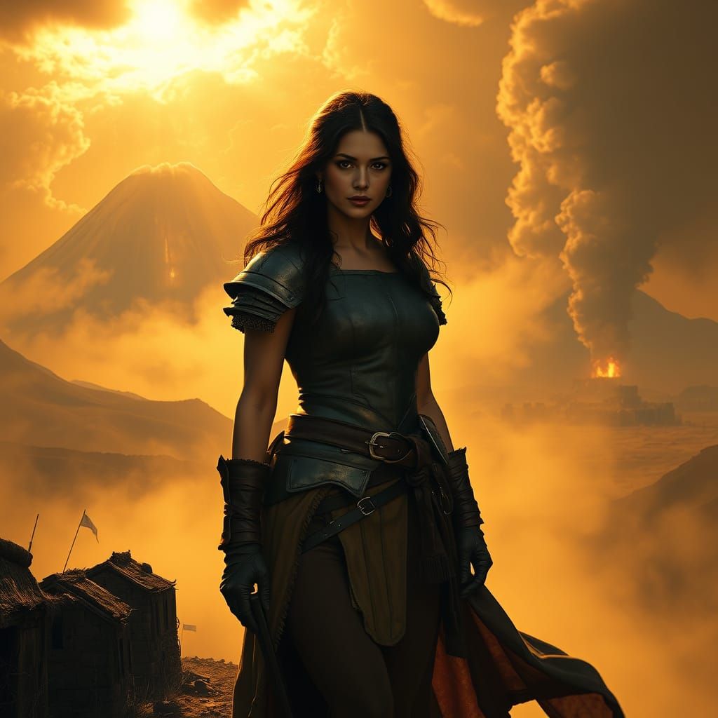 Conquistador Emerges from Golden Mist in Photorealistic Styl...