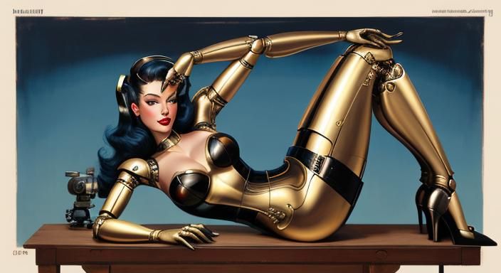 Robot Painter: Gil Elvgren Style Pinup Illustration