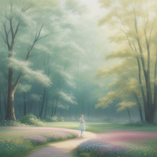 Whimsical Watercolor Scene of Serenity