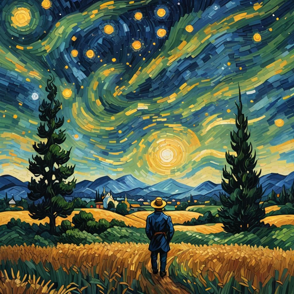 Pixelated Starry Night