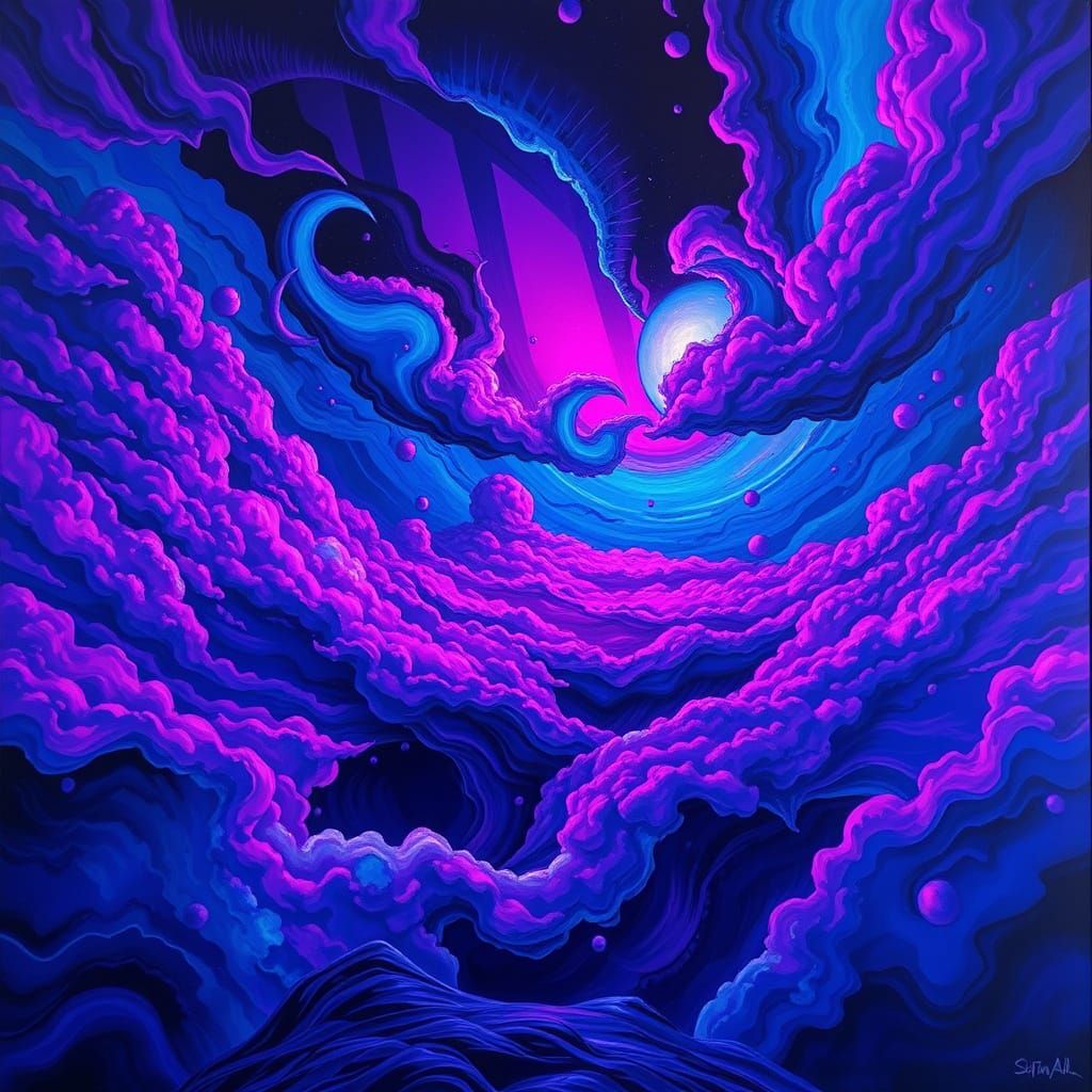Surrealist Dreamscape in Vibrant Abstraction