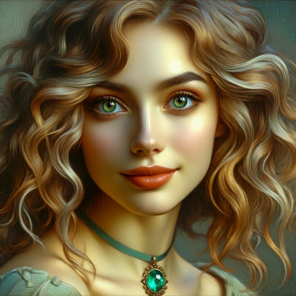 Beautiful Norse Goddess Portrait in Romantic Impressionism