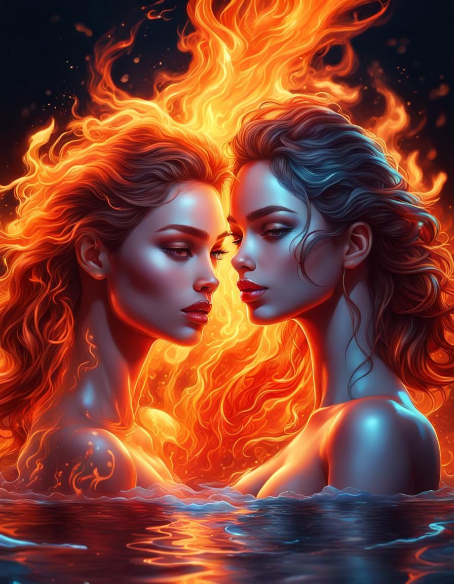 Water and Fire: Stunning Inkyglow Art Illustration