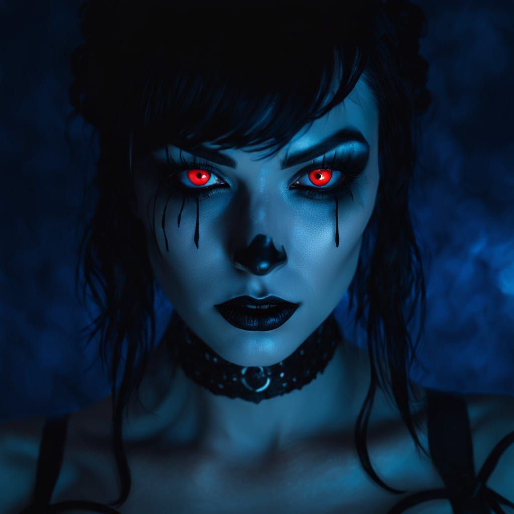 Dark, Mystical Portrait in Cyberpunk Aesthetic