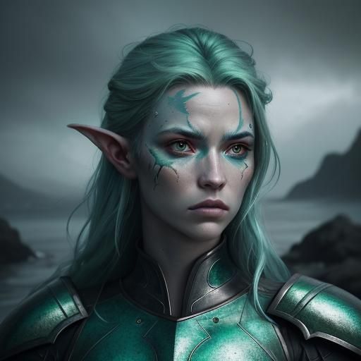 Sea Elf Portrait with Icy Blue Glow