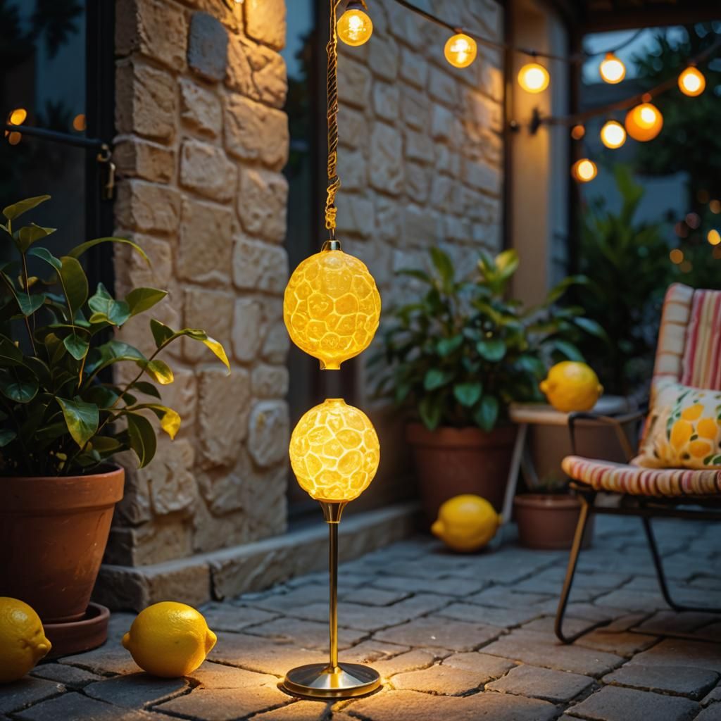 Lemon Lamp Still Life in Impressionist Style