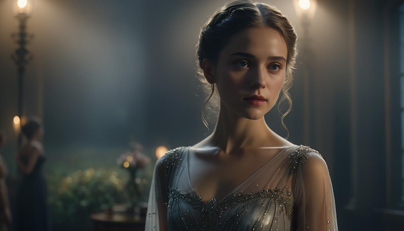 Glass Girl in Mist: Hyper-Realistic Cinematic Close-Up