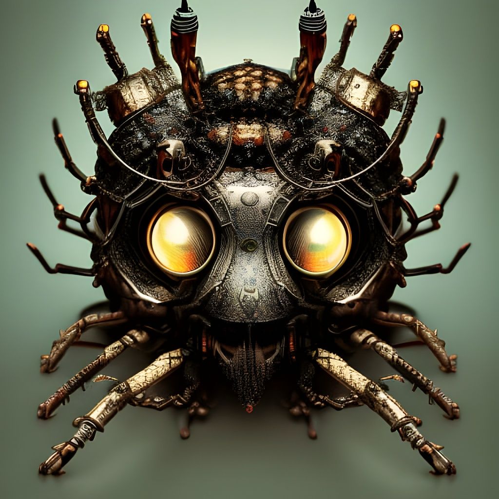 Steampunk Spider Portrait in Dark Gothic Style