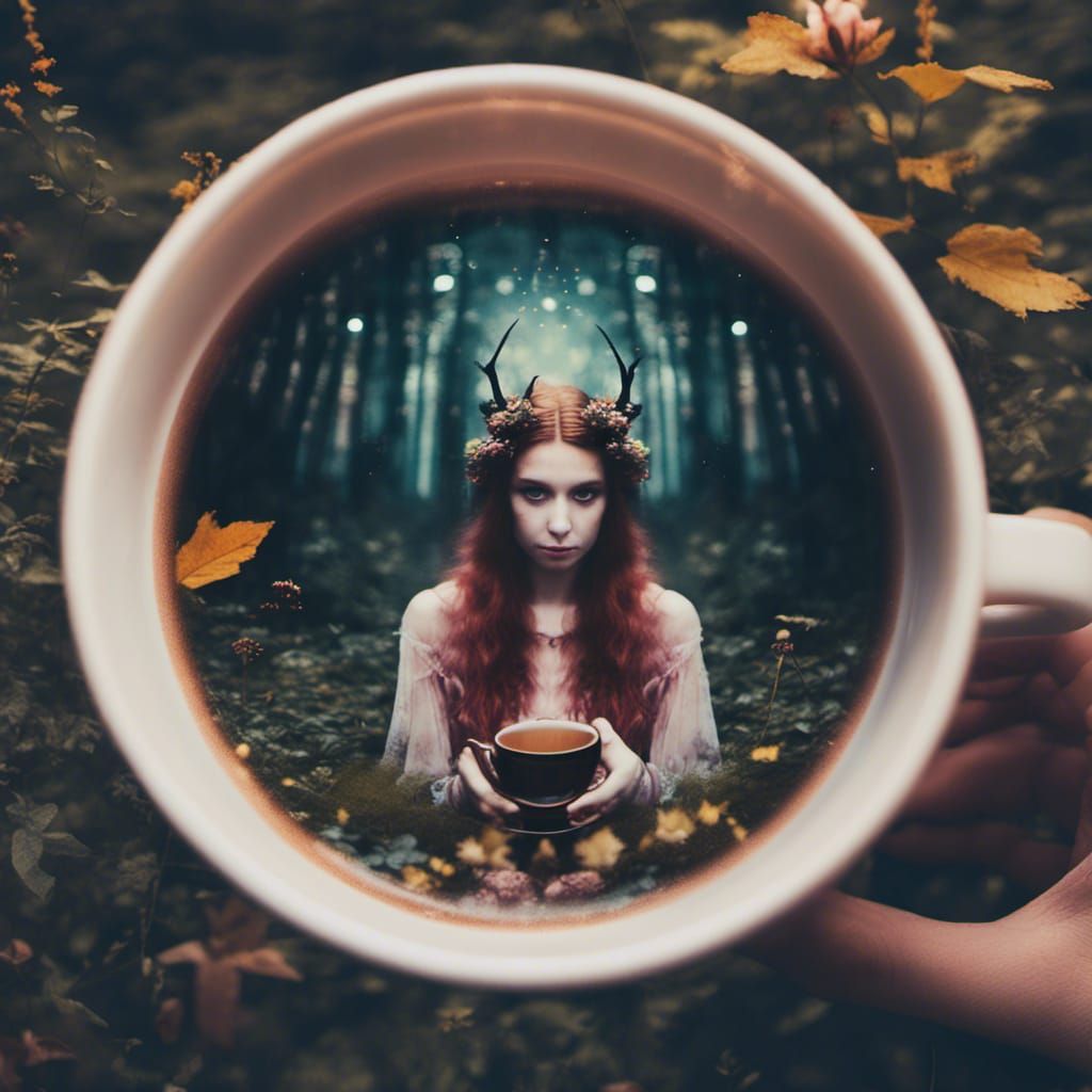 Enchanting Fairy Witch in Teacup Polaroid