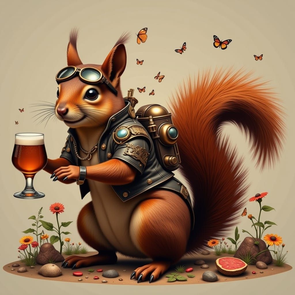 Steampunk Squirrel Adventurer in Victorian Style