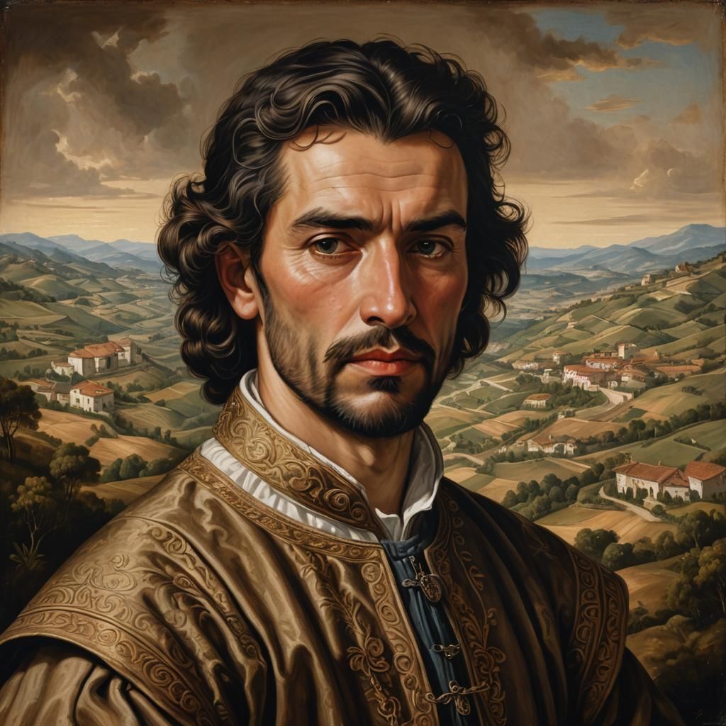 Renaissance Portrait of Galician Man in Traditional Dress