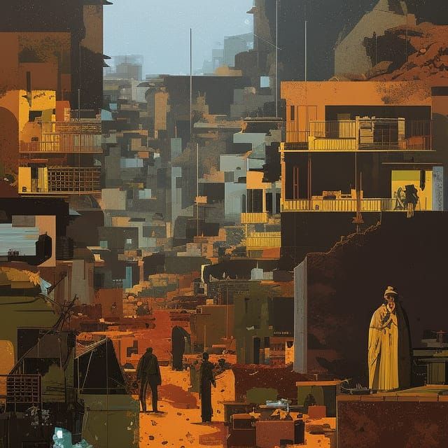 El-Geneina Residents' Struggle: Vector Art Illustration