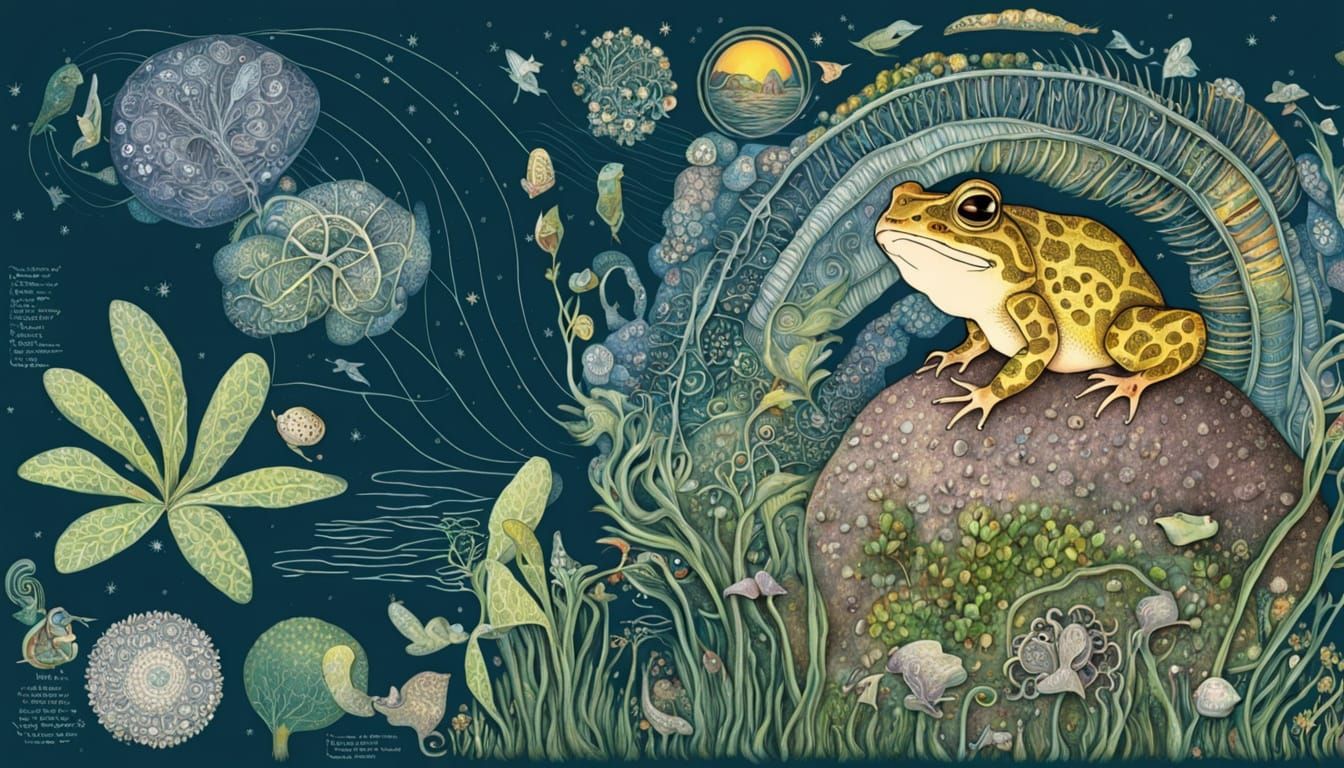 Australian Toad Basks in Whimsical Nature Scene