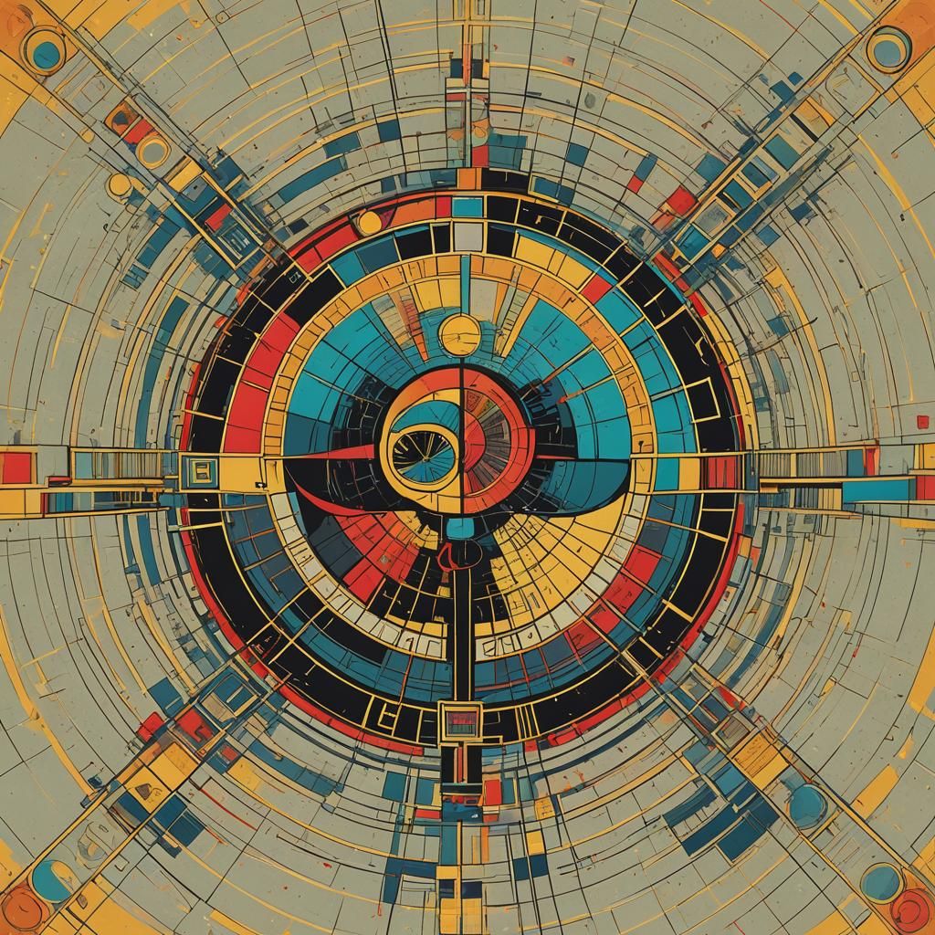 Geometric Pop Art Screen Print in Triadic Colors