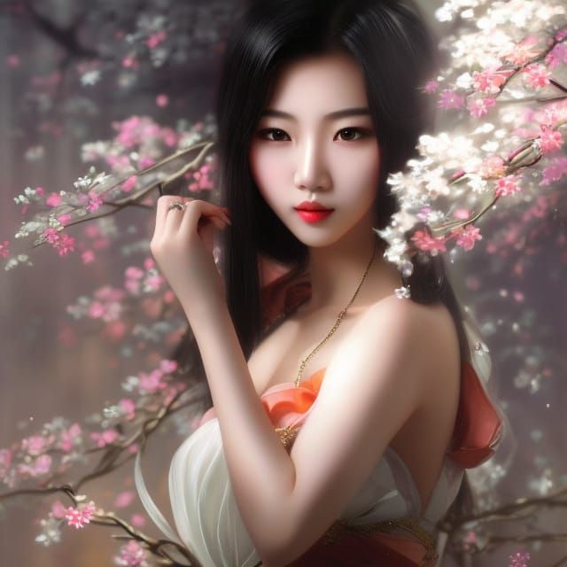 Attractive Asian Student in Tokyo: Royo Splash Art