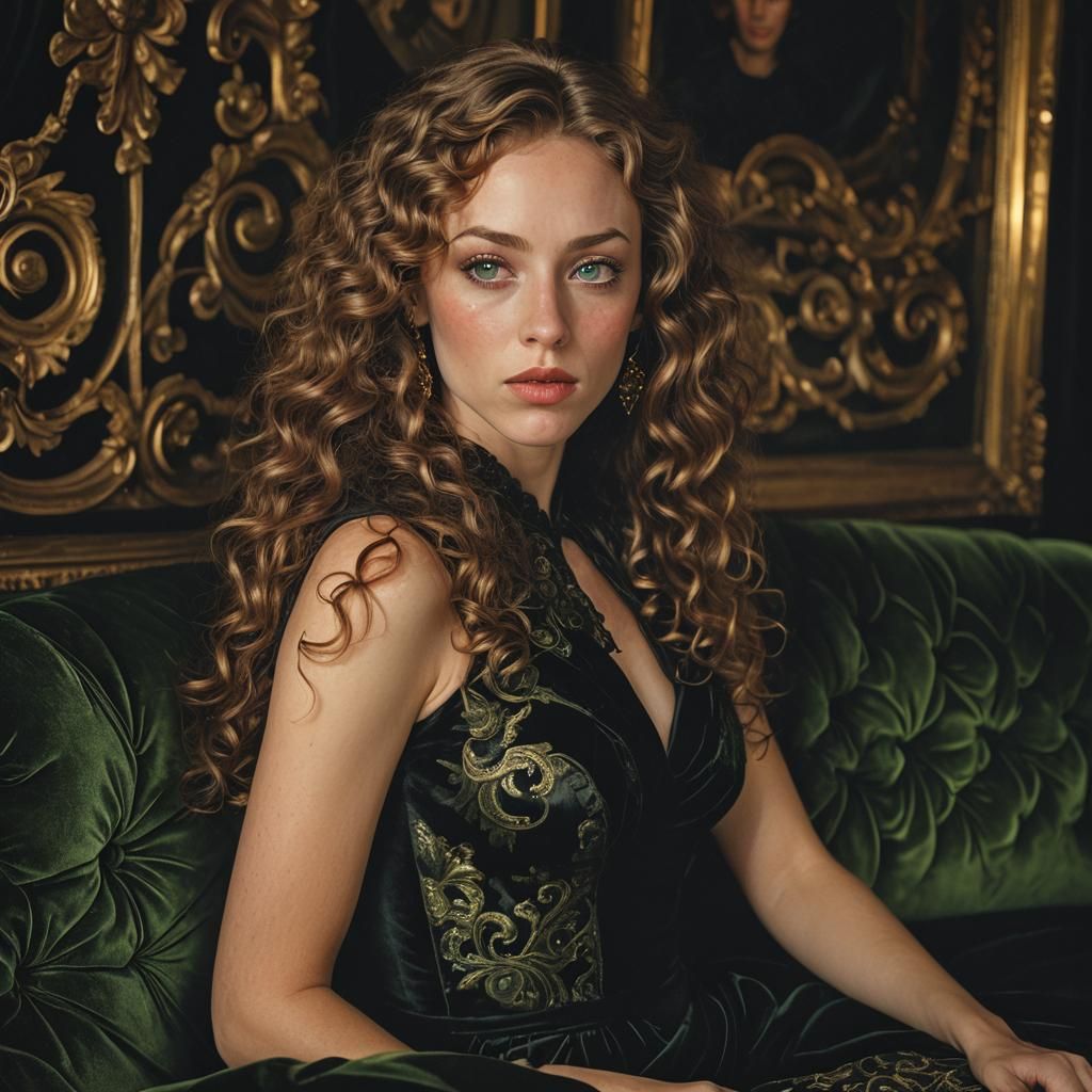 Glamorous Portrait of Woman in Evening Gown