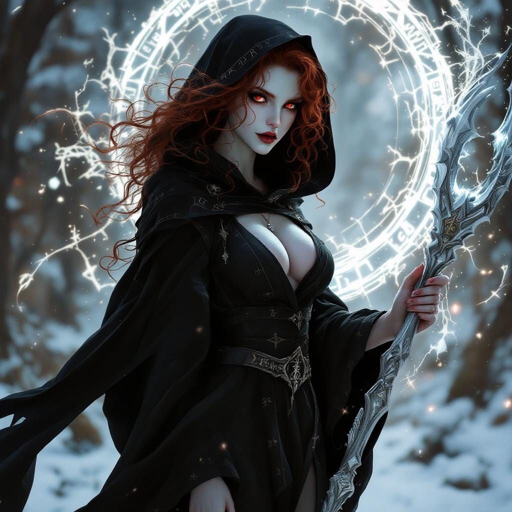 Vampiress Emerges from Magic Portal, Fantasy Art