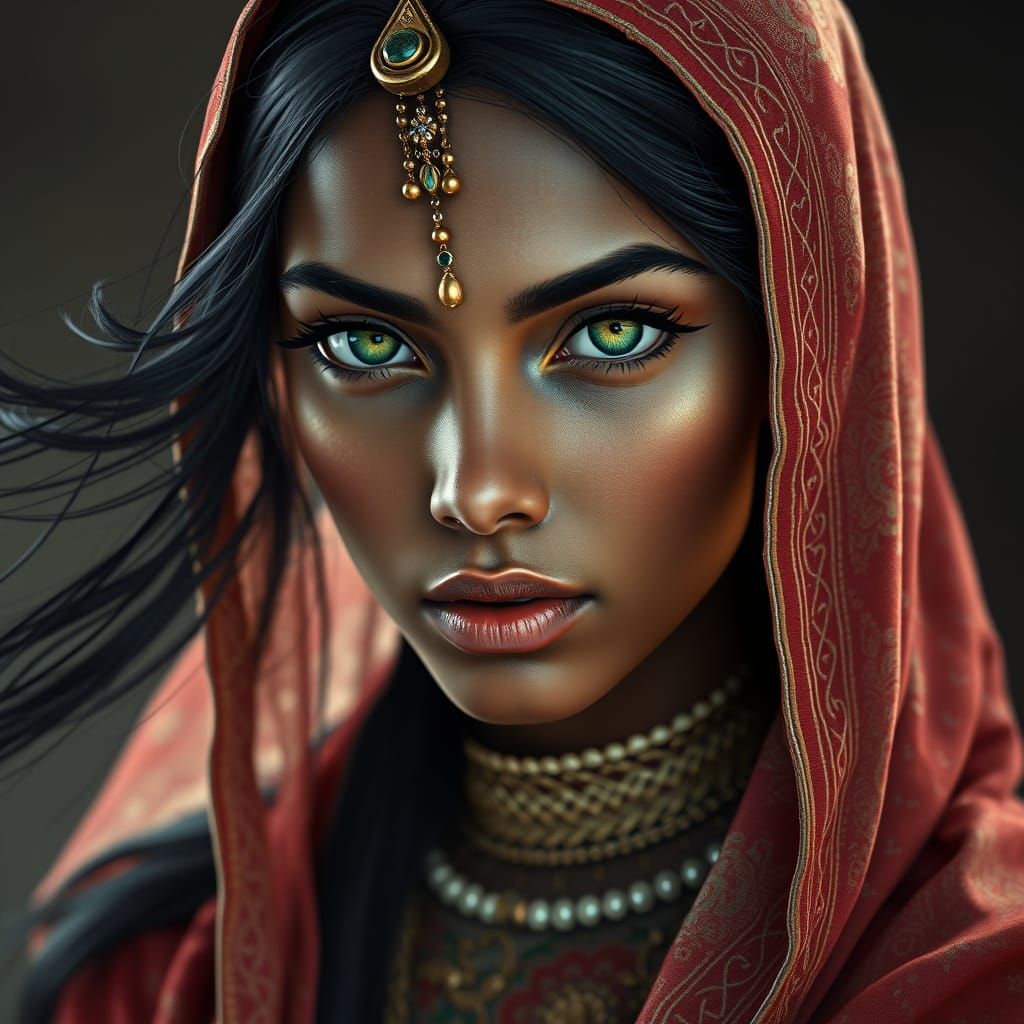 Ethereal Middle Eastern Woman in Fantasy Realism Style