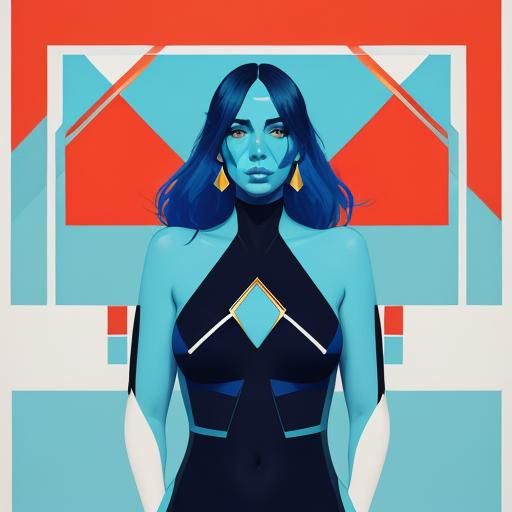 Blue Dahlias by Conrad Roset in Pop Art Style