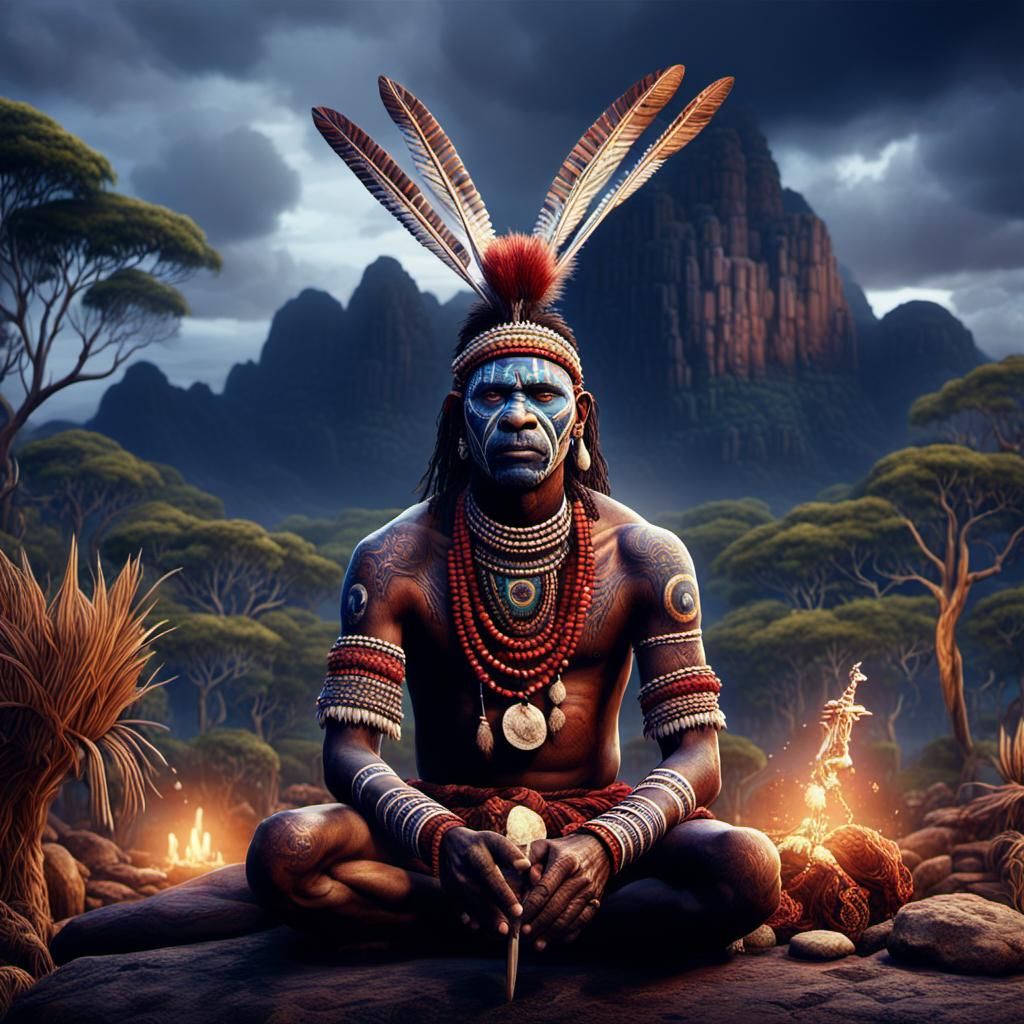 Aboriginal Ritual in Australia: Matte Painting