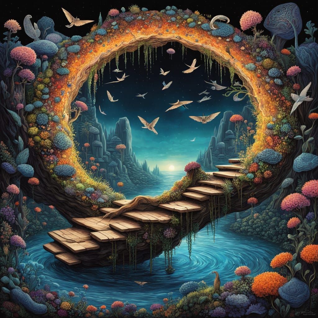 Surreal Dreamscape: Person Asleep in Crystalline Geode