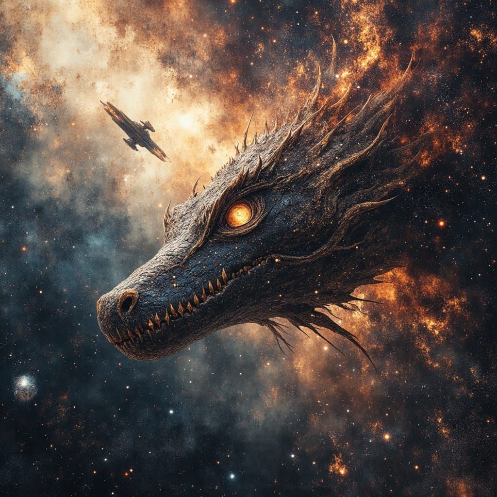 Cosmic Serpent Drifting Through Nebulae