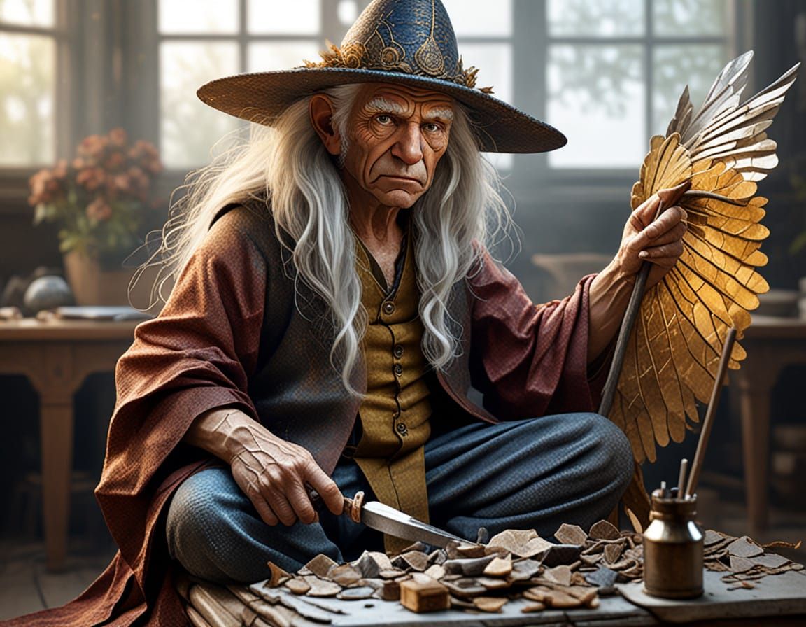 Whimsical Fairy Writing Decree in Detailed Caricature