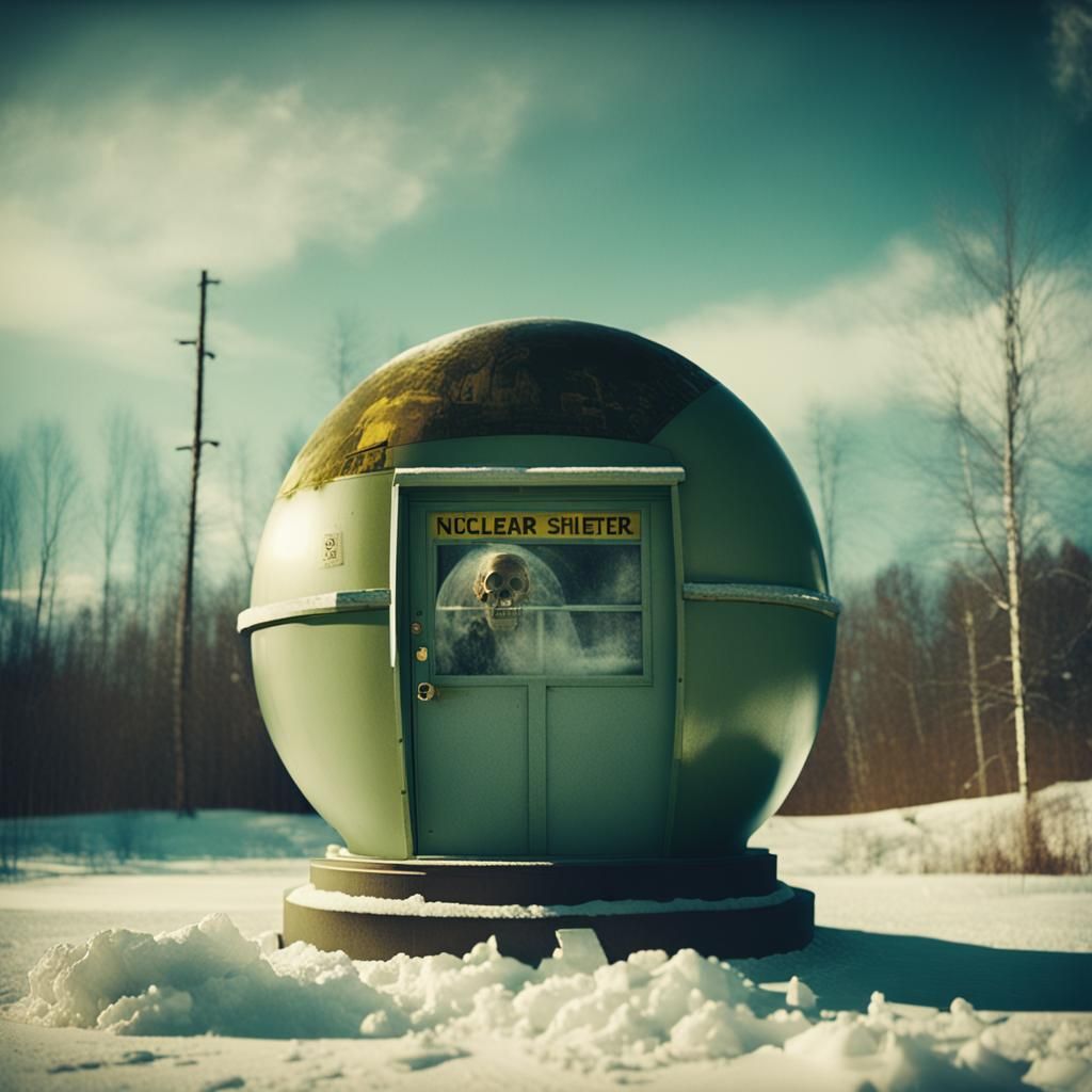 Nuclear Fallout Shelter in Snow Globe: Cinematic Still