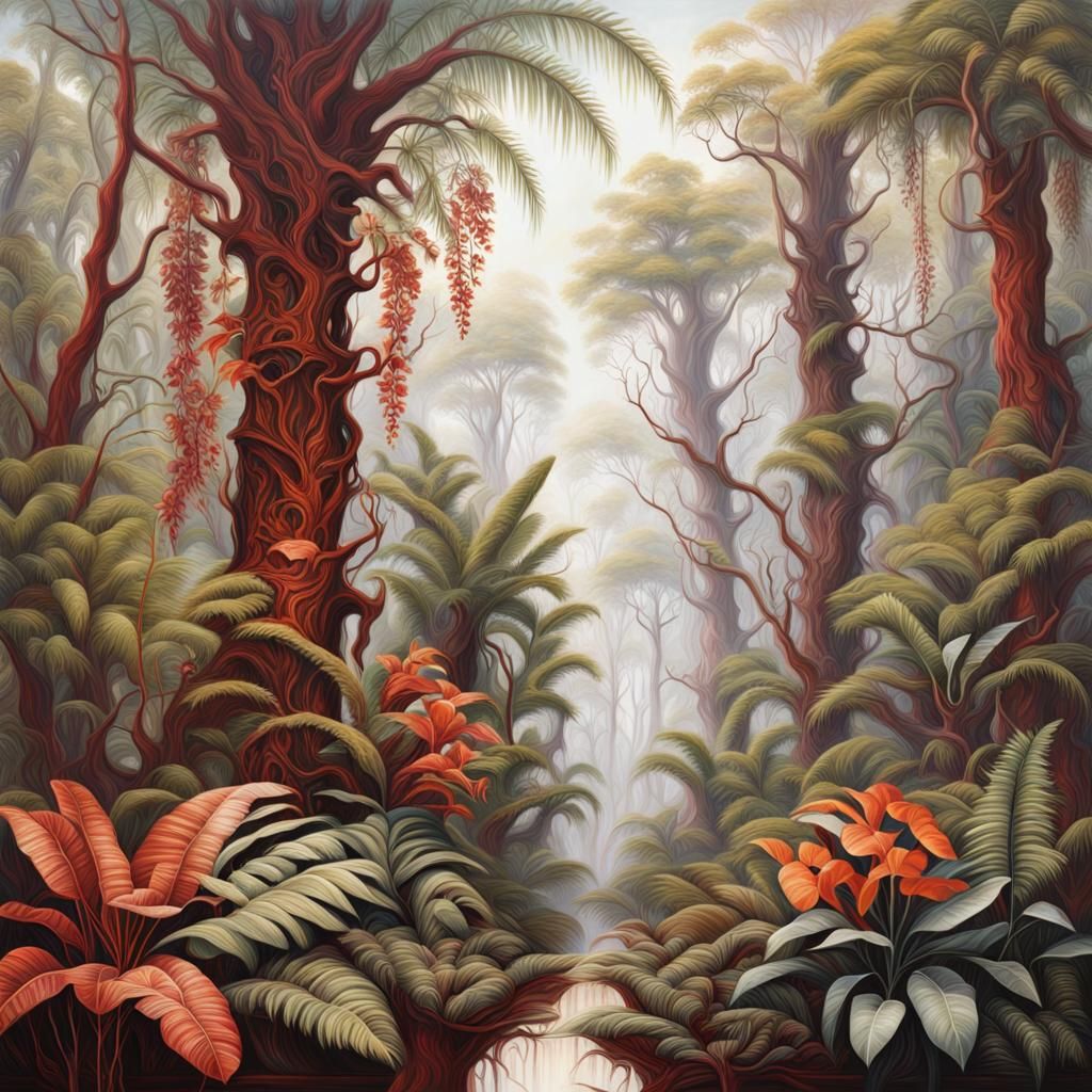 Fantasy Rainforest Concept Art in Oil