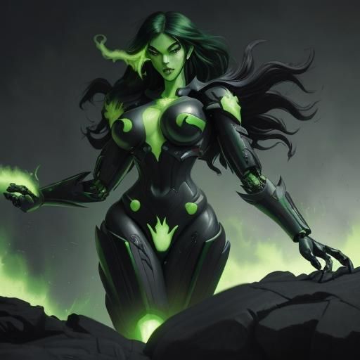 Shego Controls a Fiery Robot
