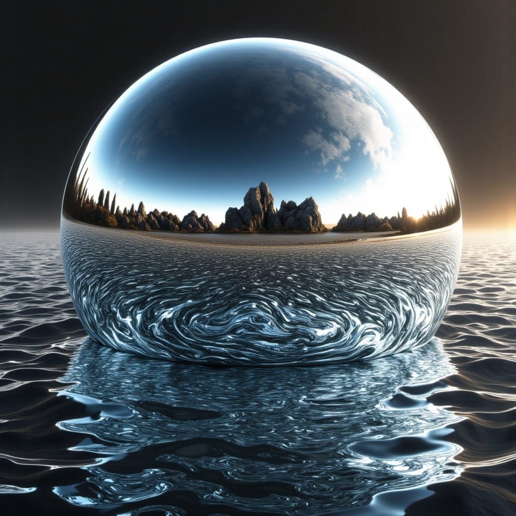 Earth as a Shiny Liquid Chrome Planet