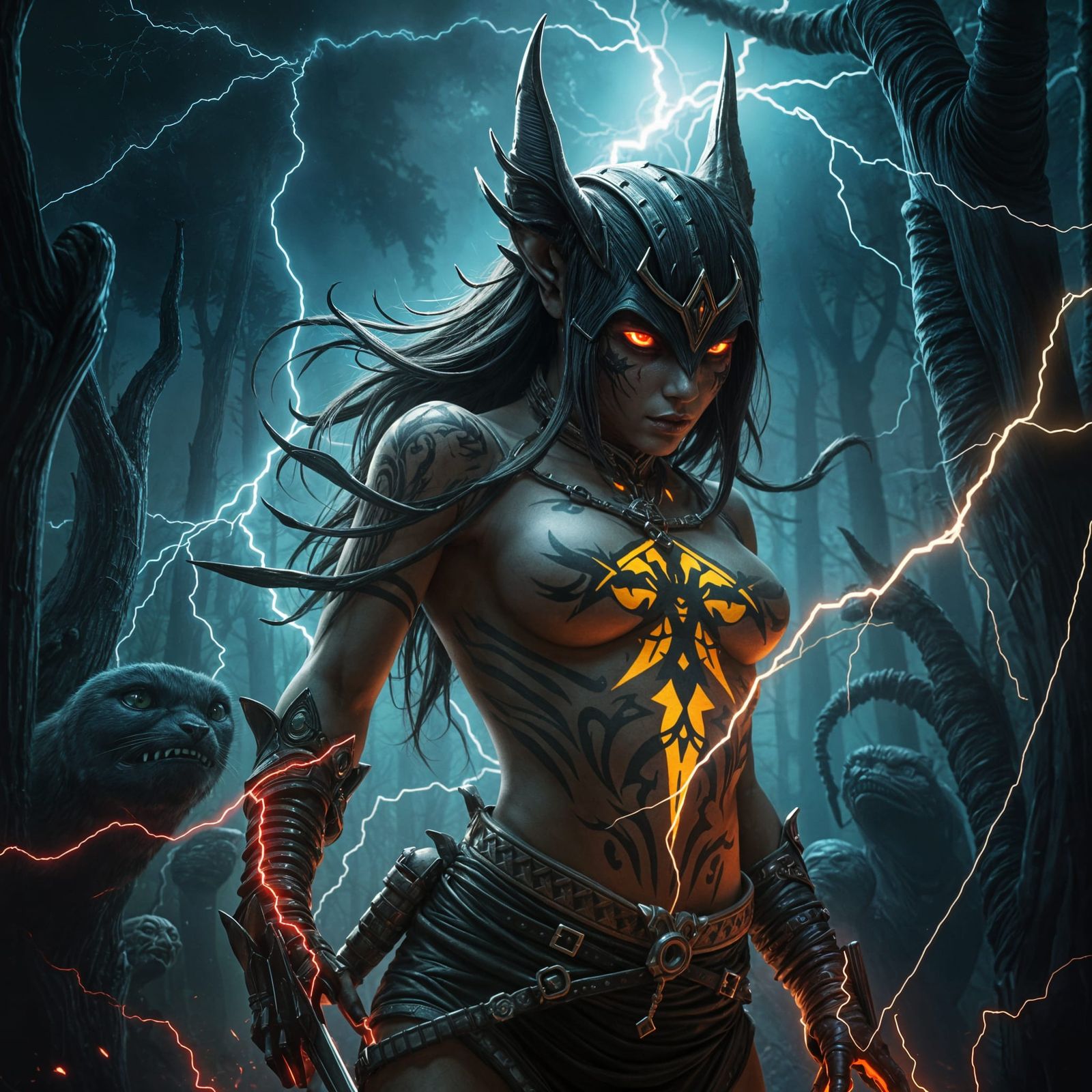 Tabaxi Assassin Emerging From Haunted Forest