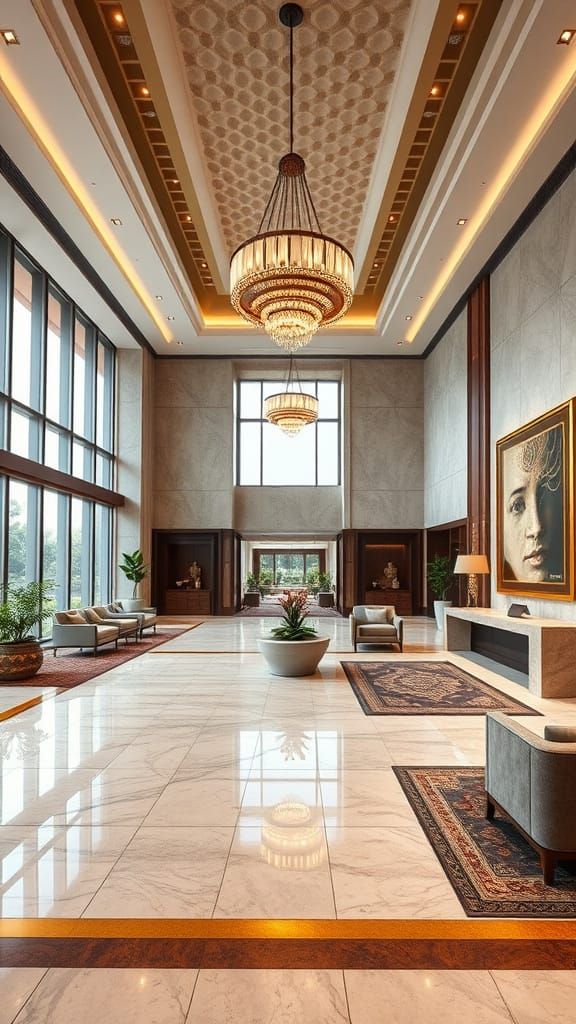 Luxurious Indian Hotel Lobby in Modern Style