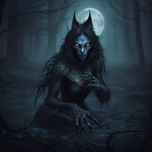 Werewolf Transformation in Dark Fantasy Illustration