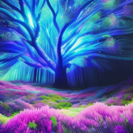 Magical Cloud Tree: A Cosmic Digital Painting