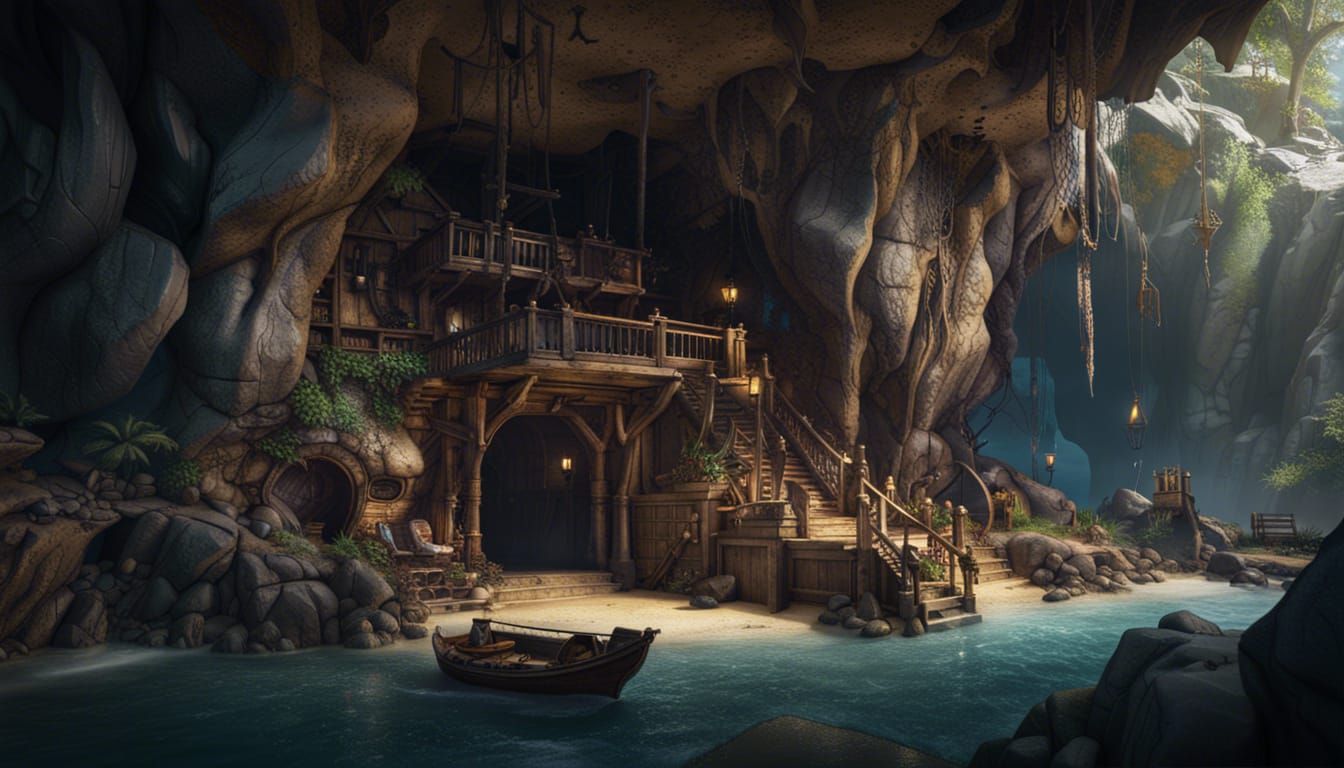 Secret Pirate Cave Hideout Concept Art