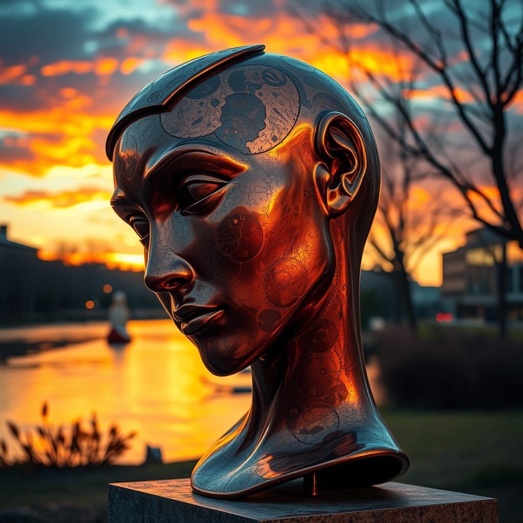 Reclaimed Copper Sculpture in Post-Impressionist Style