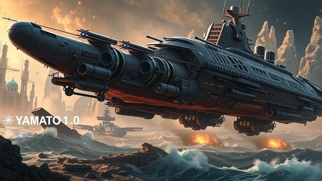 Futuristic Space Battleship Yamato Cruises Through the Stars
