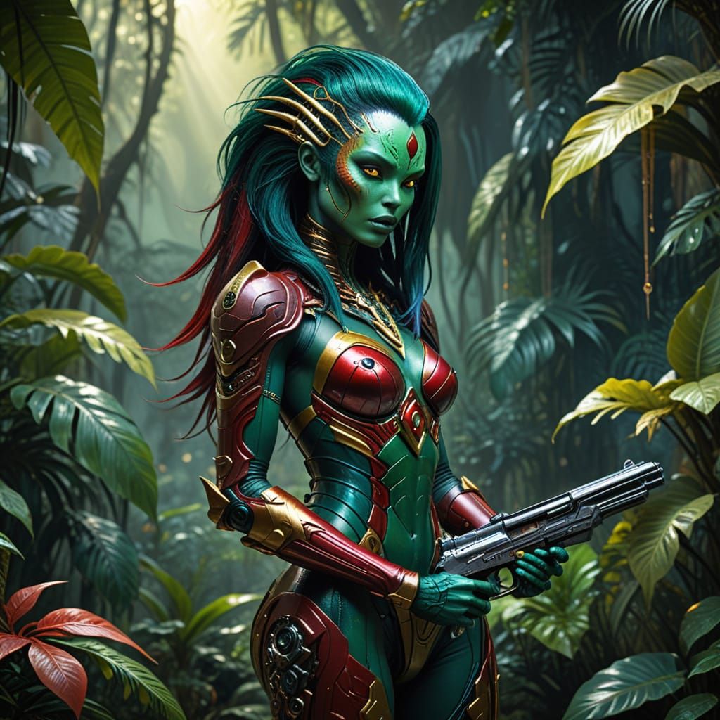 Exotic Alien Princess in Cinematic Oil Painting Style