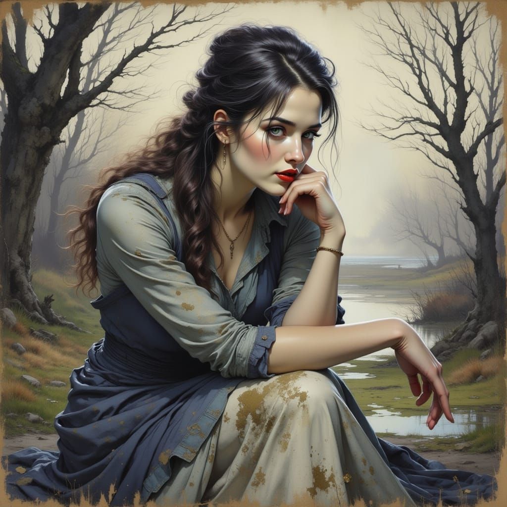 Melancholy in Painterly, Expressive Style