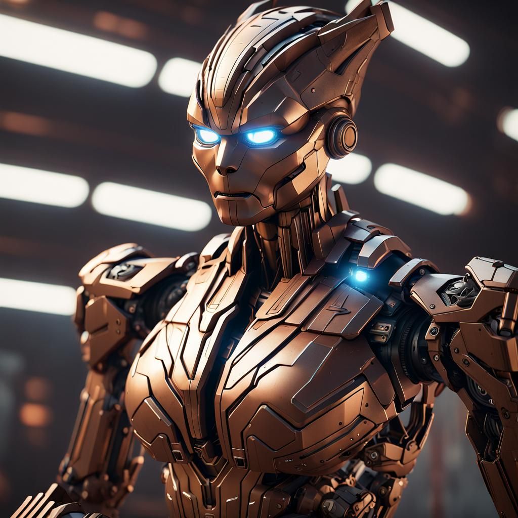 Groot and Captain Marvel Sci-Fi Fusion