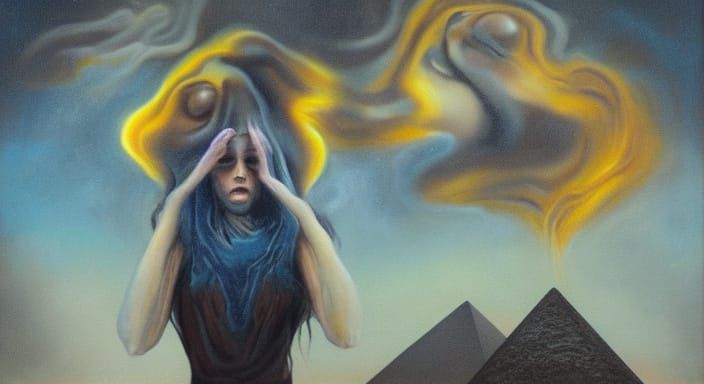 Surreal Woman with Ghosts, Pop Surrealism Painting