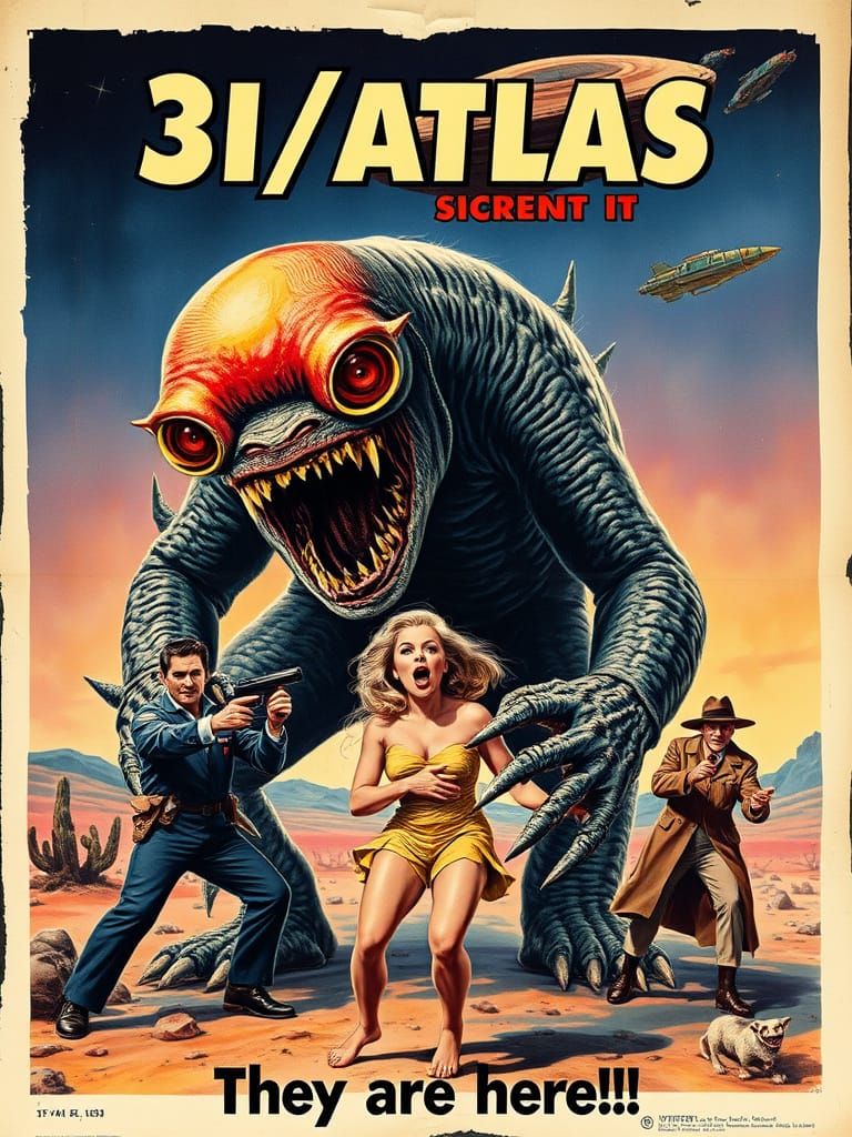 1950s B-Movie Poster: Monster Attacks Woman