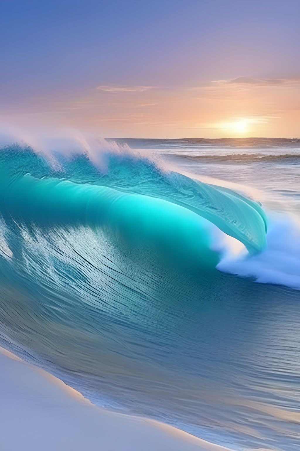 Translucent Ocean Wave at Magic Hour: Detailed Masterpiece