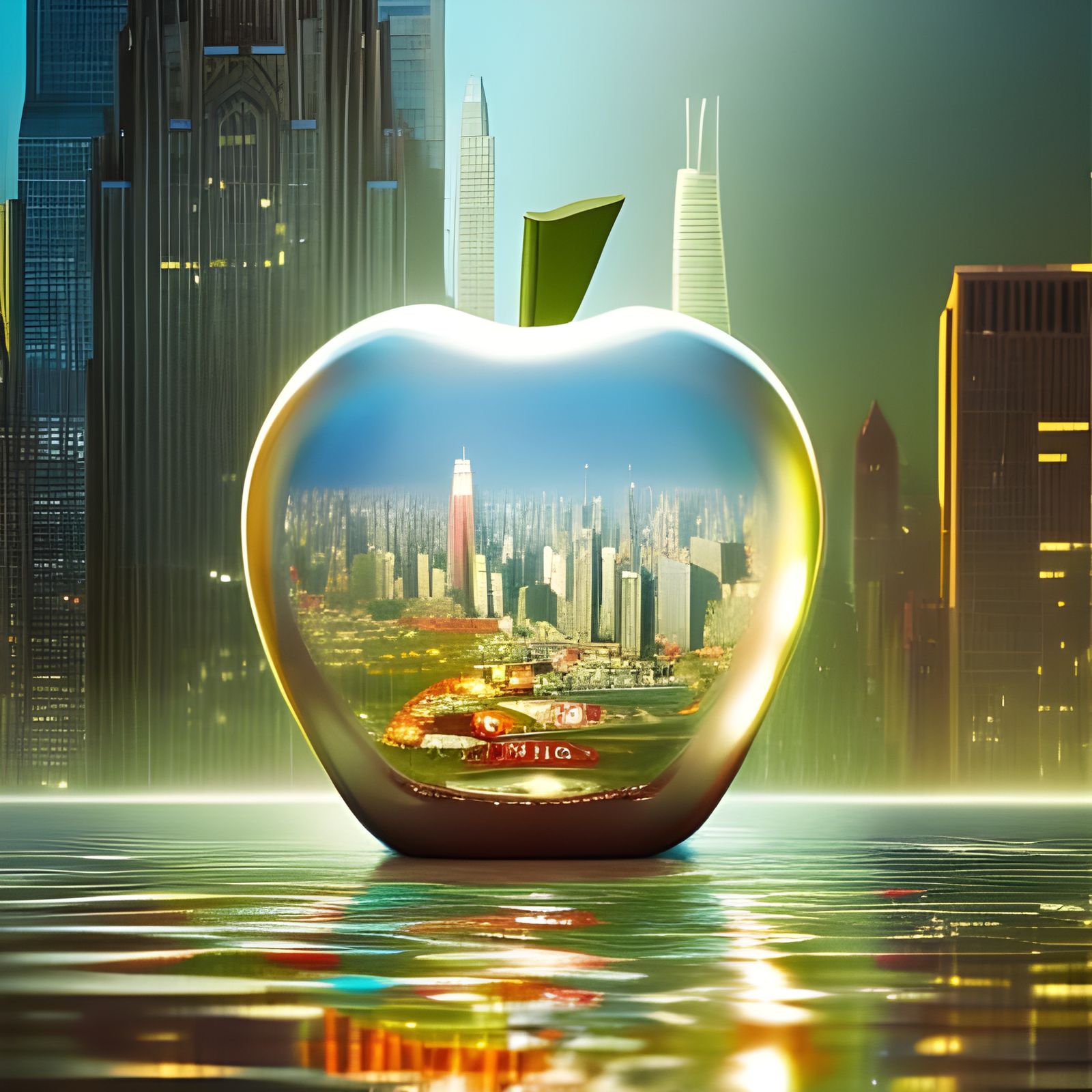 Glass Apple with New York City Inside