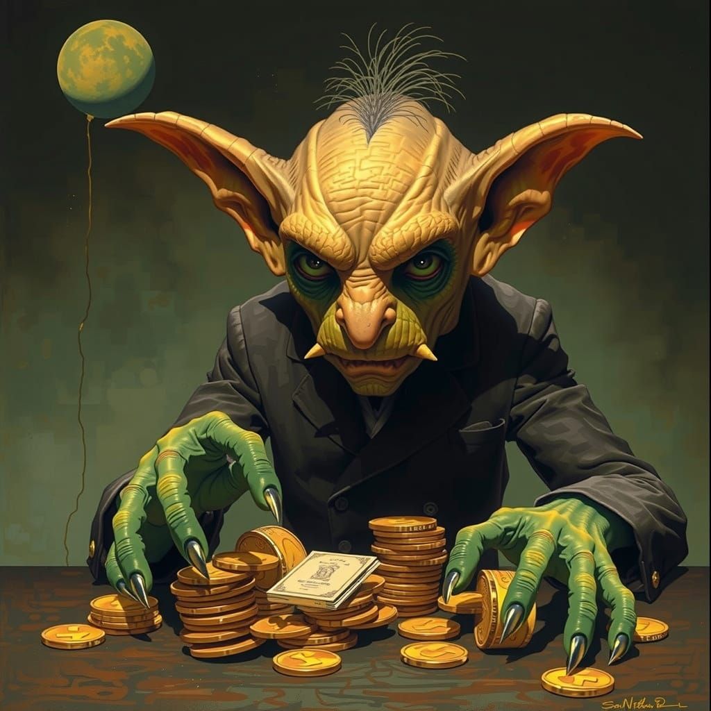 Surrealist Goblin Banker in Gringotts Cave