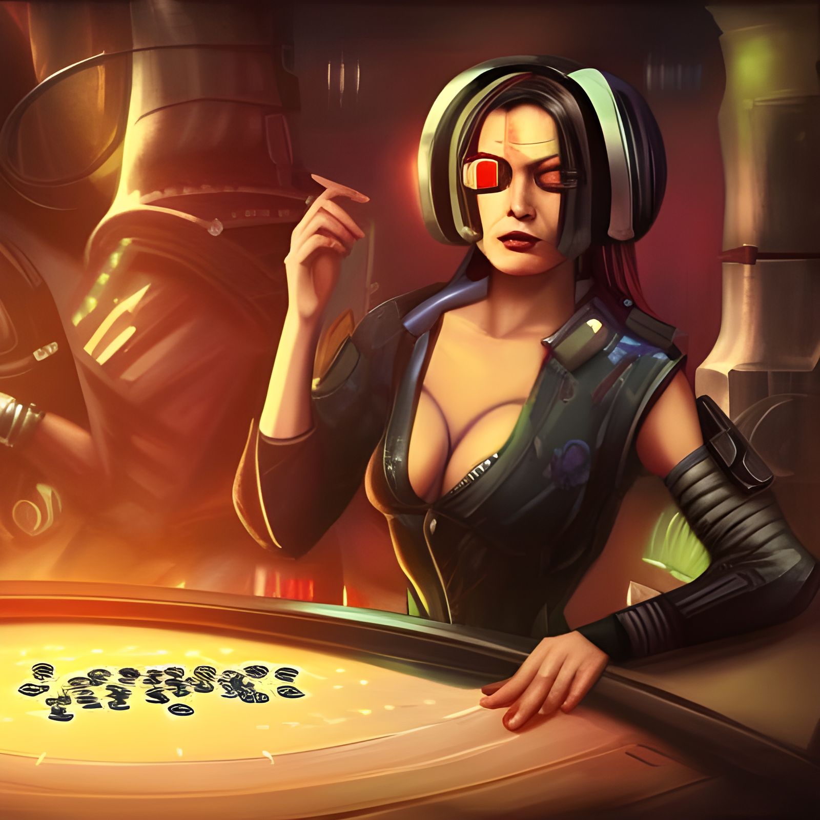 Cyber Gunslinger at Alien Saloon: Sci-Fi Art